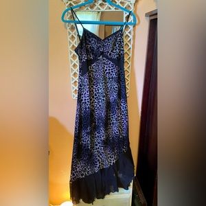 Deep velvet purple leopard print dress with spaghetti straps